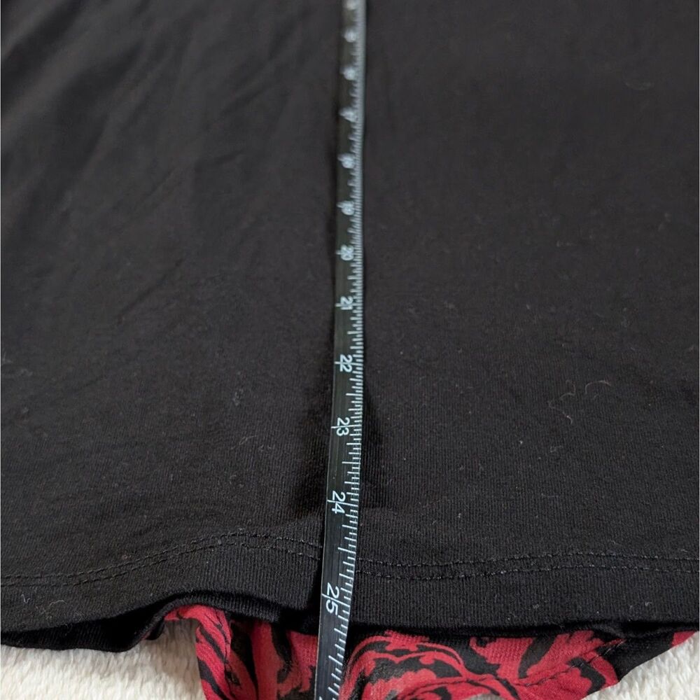 Floral Patterned Poncho Blouse Women's 2XL Red Black Mesh Flutter Sleeve - Picture 8 of 8